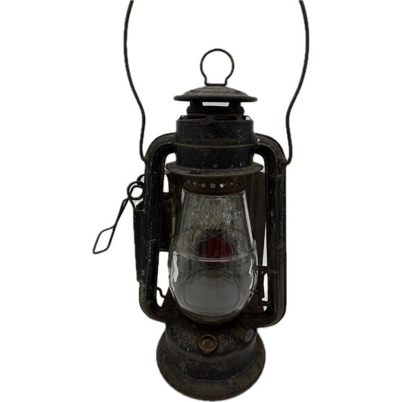 1923 ANTIQUE Dietz Junior Cold Blast Wagon Lamp Lantern USA Red Bullseye Lens H6 - Picture 3 of 16